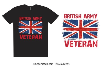 British Army Veteran Design With UK Flag