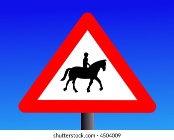 British attention horse riders road sign