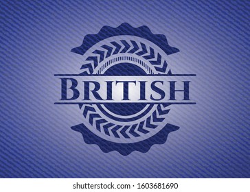 British badge with denim texture. Vector Illustration. Detailed.