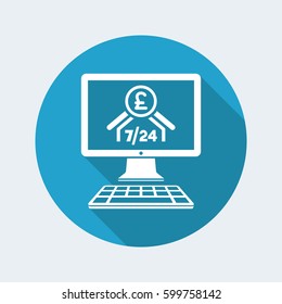 British banking institute online - Pound Sterling - 7/24 service - Vector flat icon