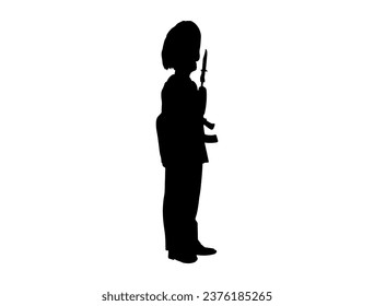 British beefeater guard silhouette vector art
