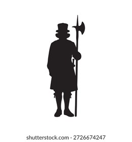 Britânico beefeater guarda silhueta vetor arte