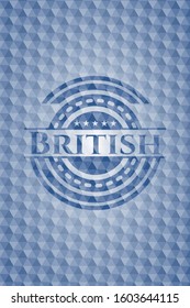 British blue badge with geometric pattern. Vector Illustration. Detailed.