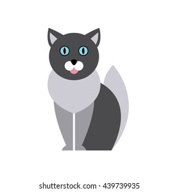 Ilustración de dibujos animados primarios de la raza del gato azul británico
