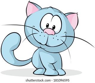 british blue cat - cartoon illustration