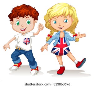 イギリスの男の子と女の子の笑顔のイラスト のベクター画像素材 ロイヤリティフリー