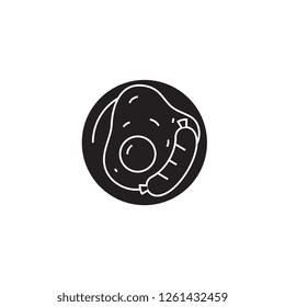 British breakfast black vector concept icon. British breakfast flat illustration, sign