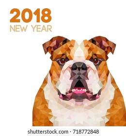 British Bulldog Triangle dog. Polygon new year dog symbol