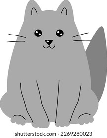 British cat, vector. Cartoon cat in gray color.