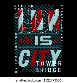 british city graphic typography vector design for printed t shirt