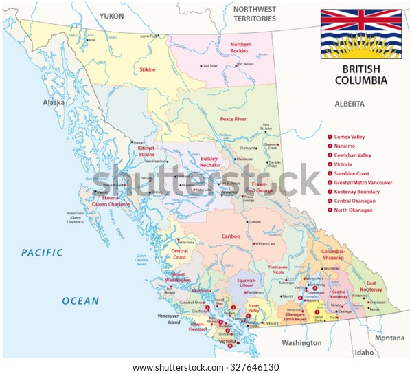 British Columbia Administrative Map Flag Stock Vector (Royalty Free ...