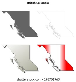 British Columbia blank outline map set - vector version