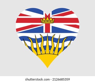 British Columbia Canada Heart Flag. BC Canadian Love Shape Province Flag. British Columbian Banner Icon Sign Symbol Clipart. EPS Vector Illustration. svg