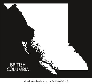 British Columbia Canada map black inverted silhouette illustration shape