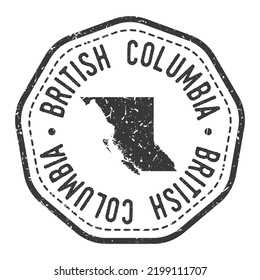 British Columbia, Canada Map Stamp Retro Postmark. Silhouette Postal Passport. Seal Round Vector Icon. Badge Vintage Postage Design.