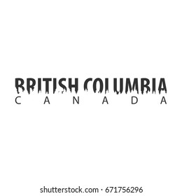 British Columbia. Canada. Text or labels with silhouette of forest