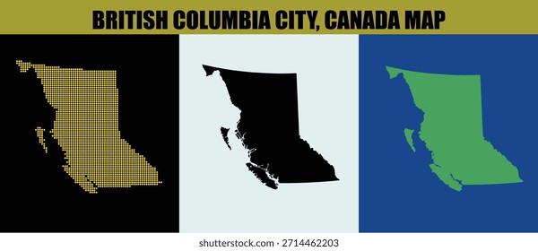 Columbia Británica Mapa de la ciudad Ilustración vectorial, Canadá