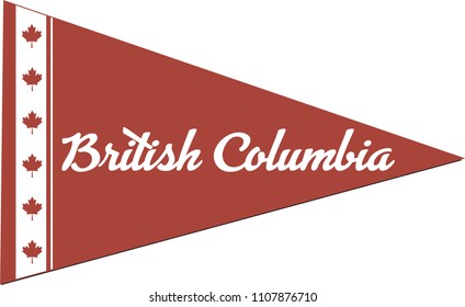 British Columbia Flag, B.C. Pendant, Isolated Red Triangle Banner Vector, Canadian