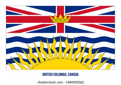 British Columbia Flag Vector Illustration on White Background. Provinces Flag of Canada. Correct Size, Proportion and Colors.