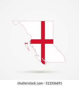 British Columbia map in England flag colors, editable vector.