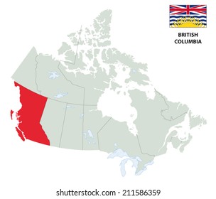 british columbia map with flag
