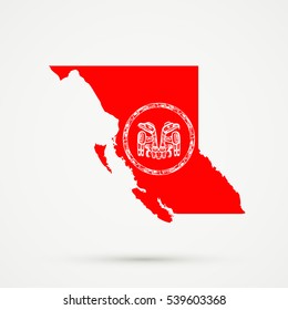 British Columbia map in Haida flag colors, editable vector.