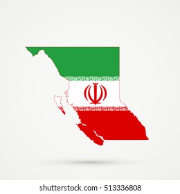 British Columbia map in Iran flag colors, editable vector.