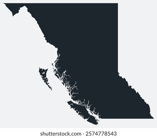 British Columbia map. Just a simple border map. Shape of the province. Flat blank British Columbia outline. Vector boundary illustration.