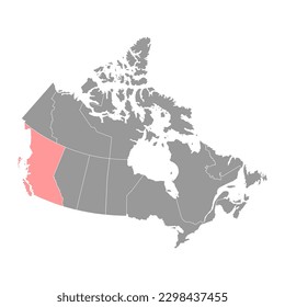 Mapa de Columbia Británica, provincia de Canadá. Ilustración vectorial.