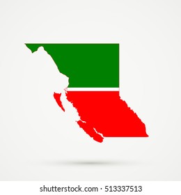 British Columbia map in Tatarstan flag colors, editable vector.
