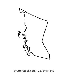 British Columbia outline map. Provinces and territories of Canada. Vector map with contour.