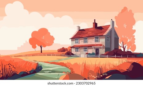 
British countryside, English country garden, flat vector illustration, EPS 10. svg