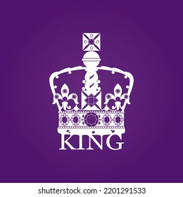 British crown vector flat illustration. Coronation. King's crown. Symbol, element, emblem