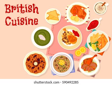 British Cuisine Traditional Dinner Menu Icon Stock Vector (Royalty Free ...