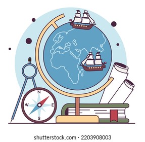 British East India Company. India And Southeast Asia Colonization. Trade Company Selling Goods And Slaves. Development Of The Seafaring And International Trade. Flat Vector Illustration