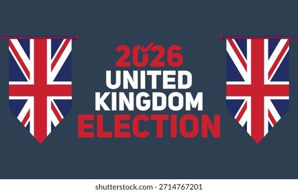 Ilustración del concepto de elección británica con fondo de bandera Union Jack