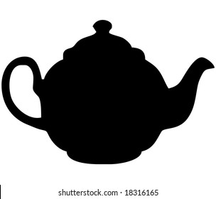 British English Black Teapot - Isolated Vector Illustration