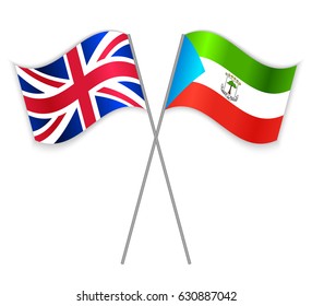 British and Equatorial Guinean crossed flags. United Kingdom combined with Equatorial Guinea isolated on white. Language learning, international business or travel concept.