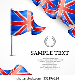 British flag & banners with text isolated on white, vector illustration