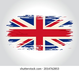 British flag brush grunge background. Vector illustration.