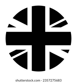 The British flag. Button flag icon. The black icon. Circle icon flag. Computer illustration. Digital illustration. Vector illustration.