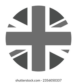 The British flag. Button flag icon. Grey icon. Circle icon flag. Computer illustration. Digital illustration. Vector illustration.