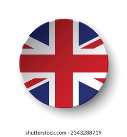 The British flag. Button flag icon. Standard color. Circle icon flag. 3d illustration. Computer illustration. Digital illustration. Vector illustration.
