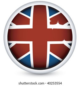 British flag button, isolated vector on white background