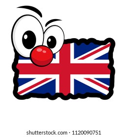 British flag and cartoon eyes. funny britisch flag. illustration for kids