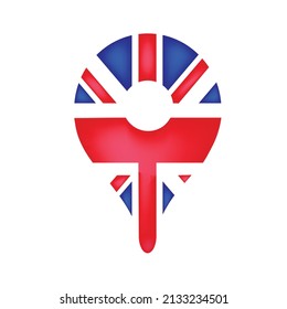 British flag color pointer set. Map Marker Icon in Vector