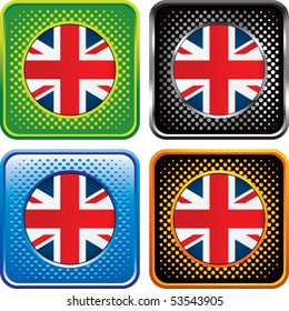 British flag colored halftone web buttons