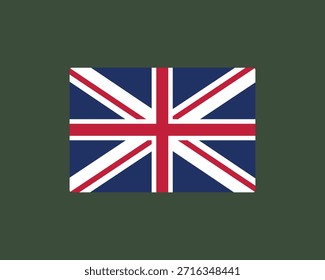 Bandeira britânica exibida em um fundo verde em um design simples sem quaisquer elementos ou decorações adicionais