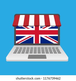 British Flag and eshop illustration