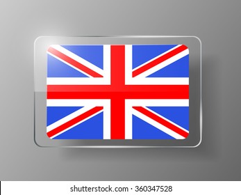 British Flag Glossy Button. Vector illustration.